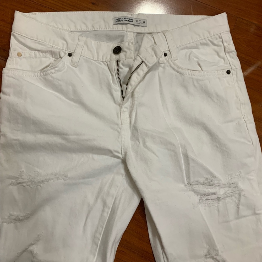 Zara white distressed boyfriend jeans - Picture 3 of 5